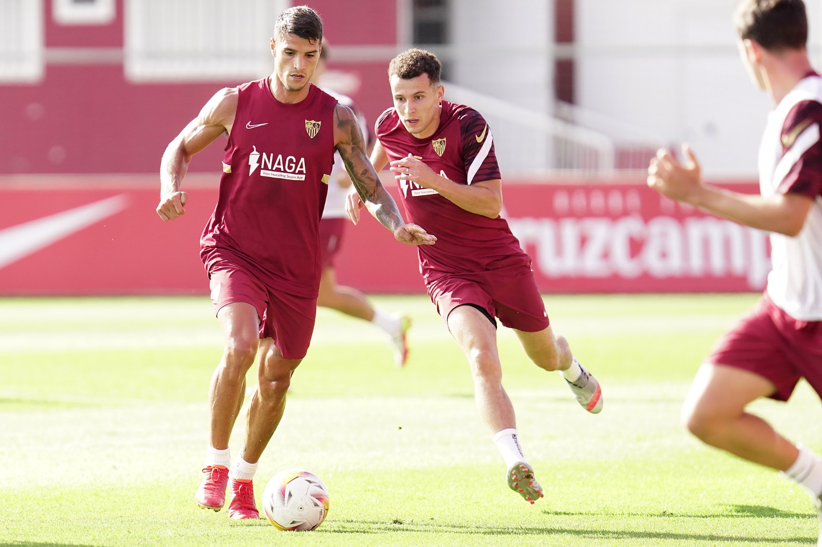 Imagen de Lamela e Idrissi en el entrenamiento