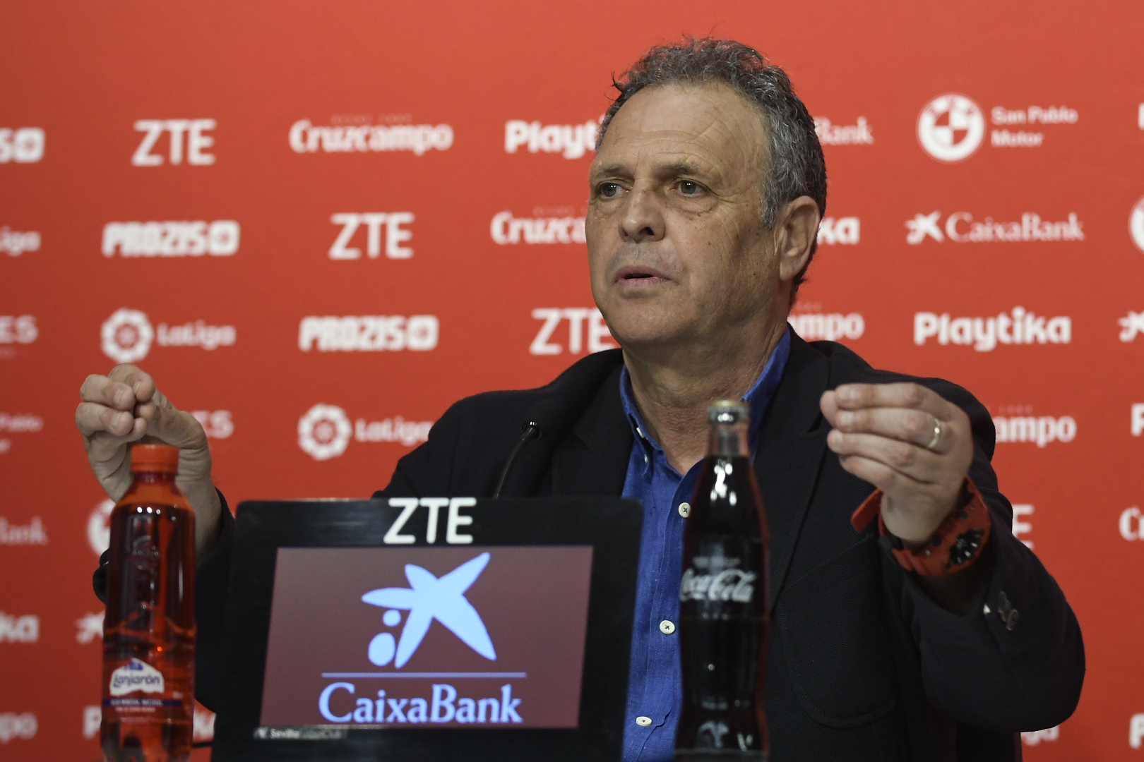 Joaquín Caparrós, en sala de prensa del Ramón Sánchez-Pizjuán