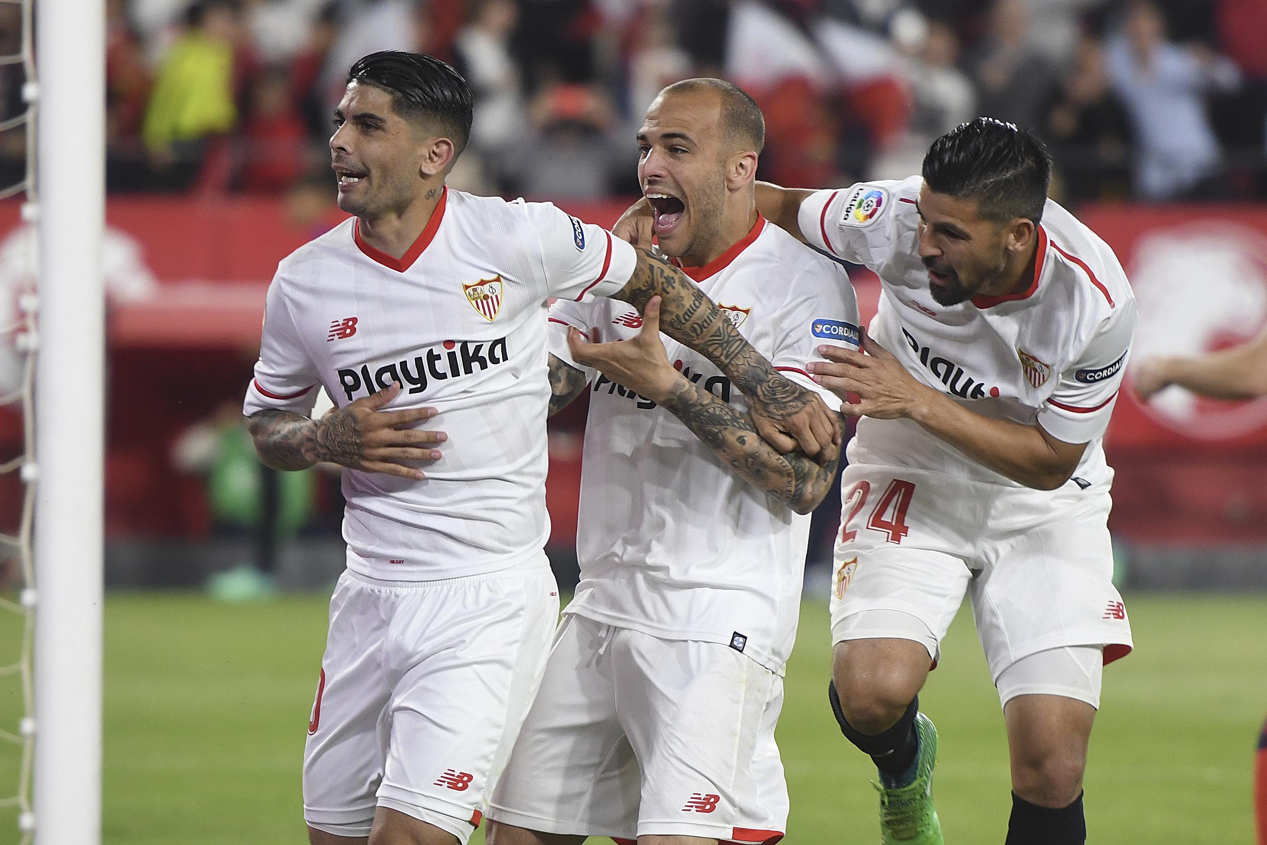 Banega, Sandro y Nolito del Sevilla FC