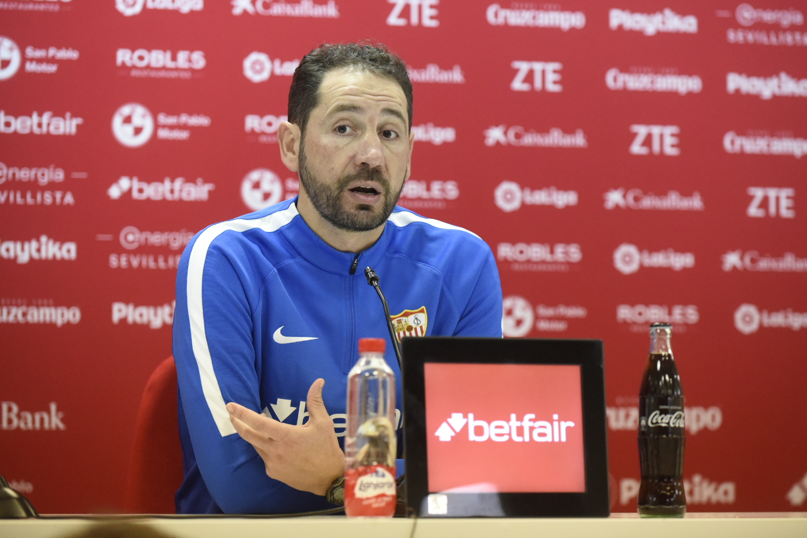 Pablo Machín del Sevilla FC en la rueda de prensa