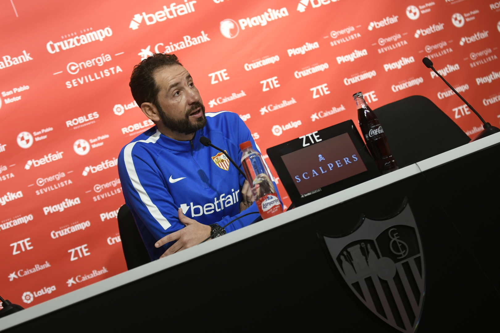 Pablo Machín en la sala de prensa del Ramón Sánchez-Pizjuán