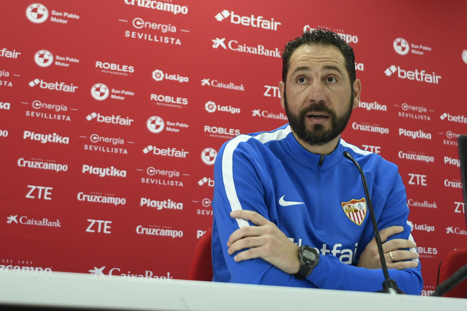 Pablo Machín en la sala de prensa