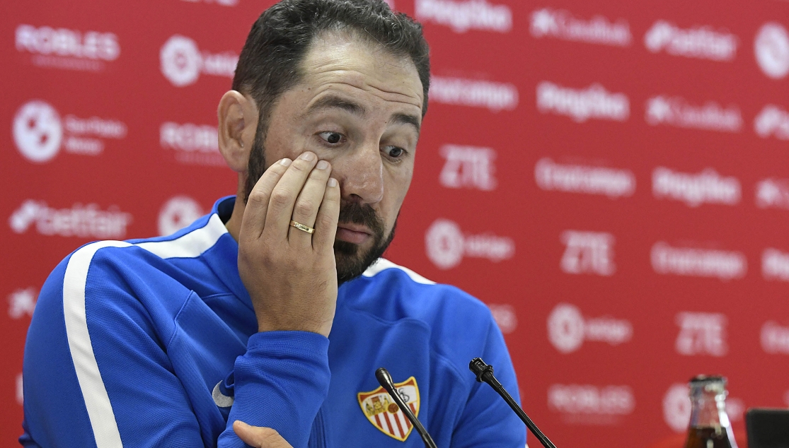 Pablo Machín del Sevilla FC en la rueda de prensa