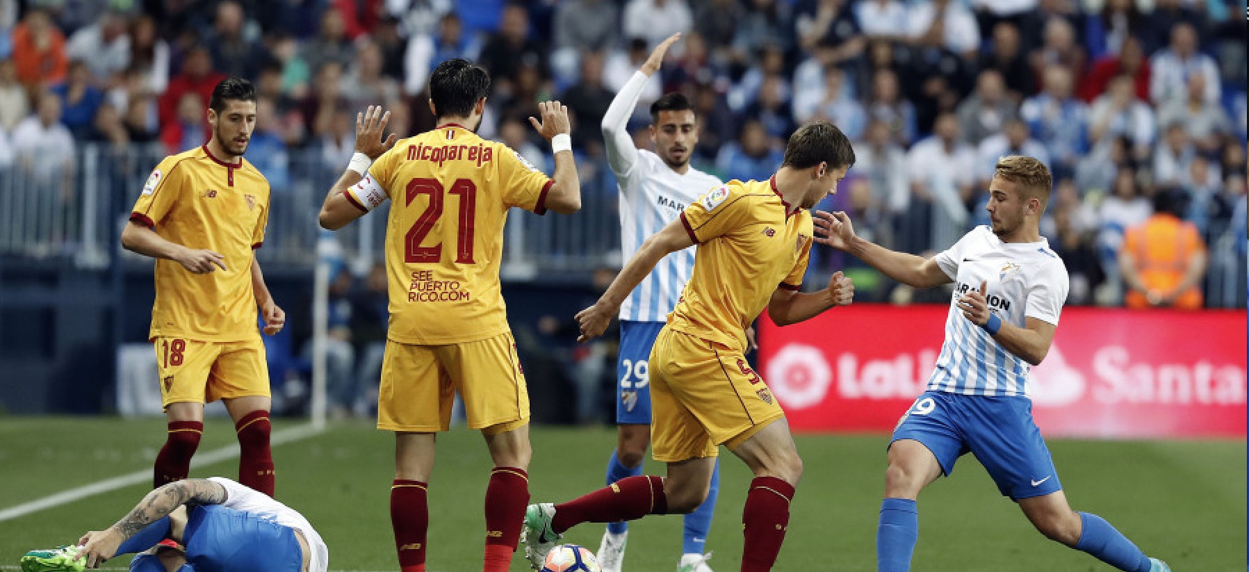 Nico Pareja ante el Málaga C.F.