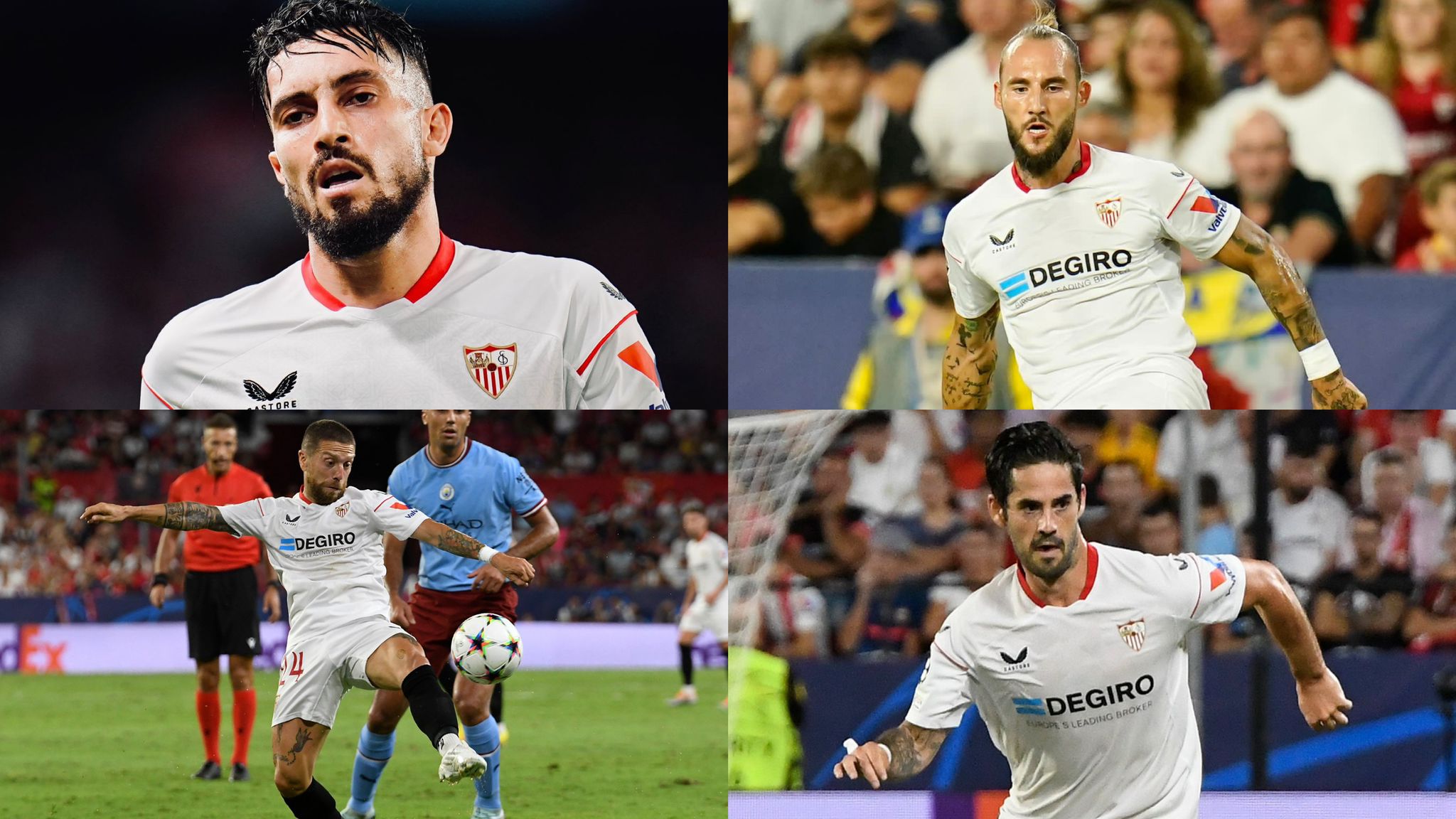 Imagen de los protagonistas del Sevilla FC frente al Manchester City