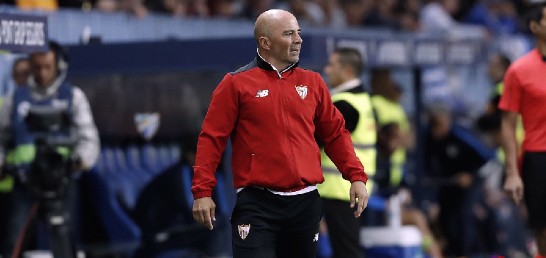 Sampaoli en el banquillo ante el Málaga C.F.