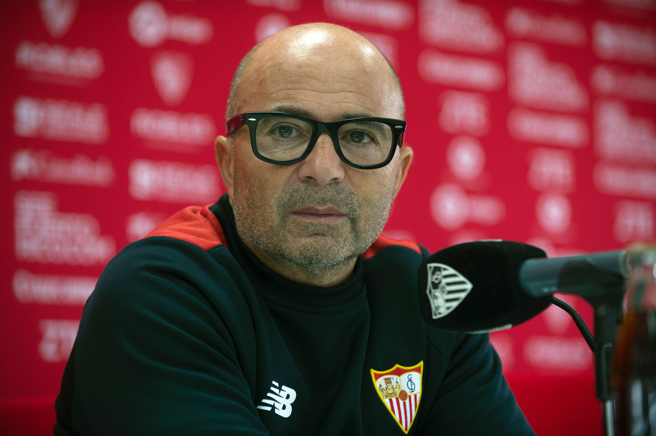 Jorge Sampaoli en la sala de prensa