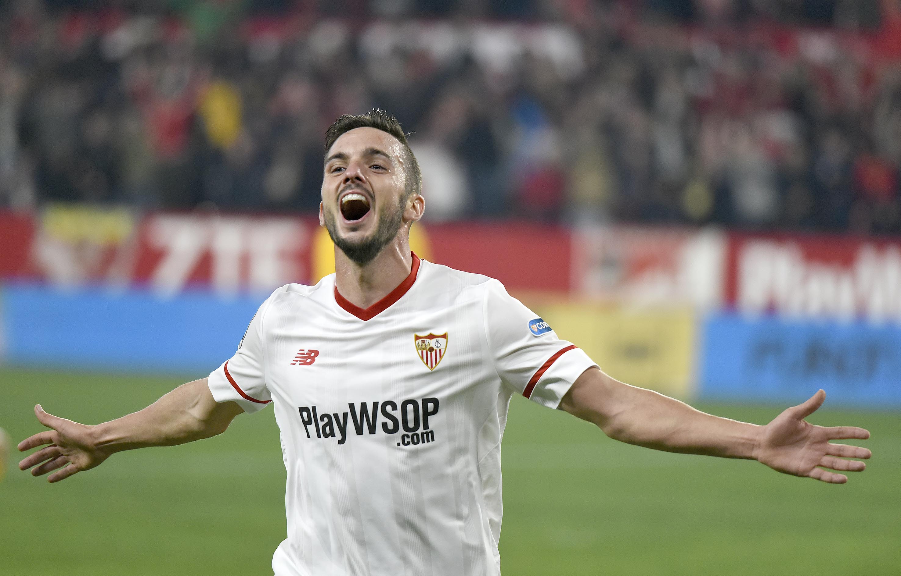 Sarabia del Sevilla FC ante el Atlético de Madrid