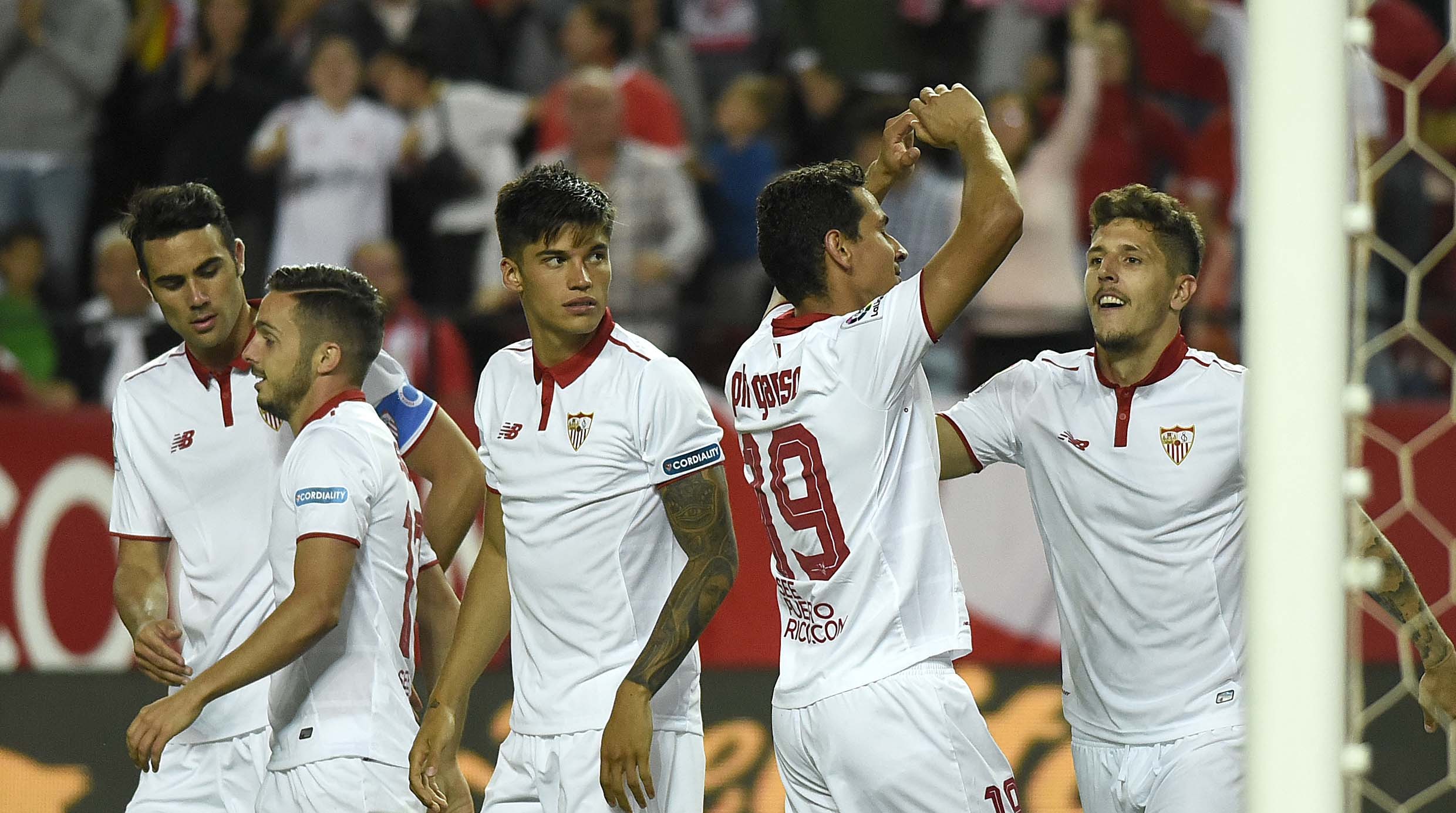 Celebración de Ganso de su segundo gol ante el Granada