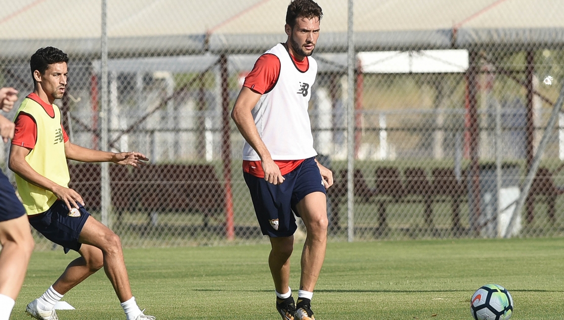 Franco Vázquez, en el entrenamiento del 1 de septiembre