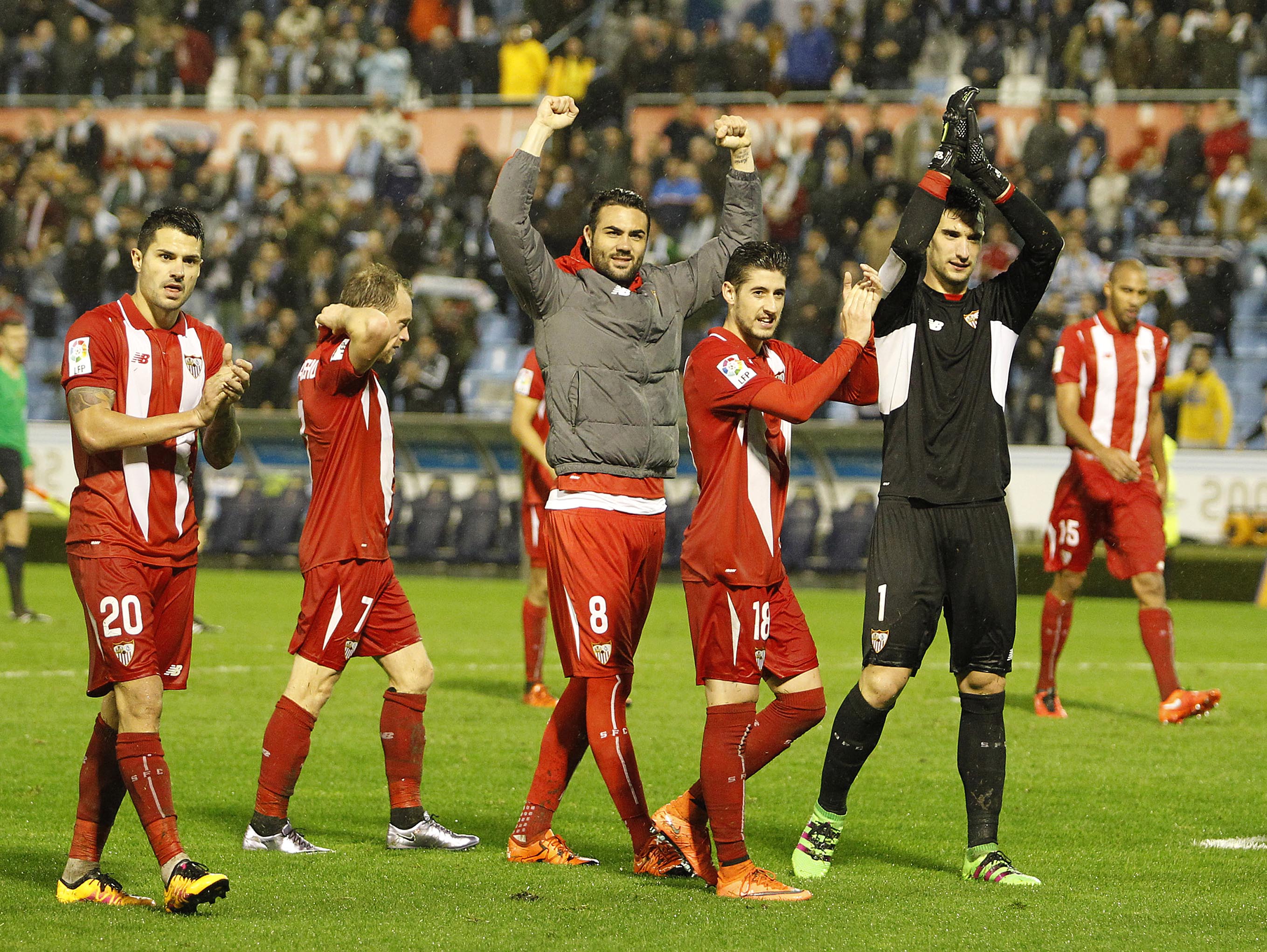Celebración del pase a la final en el Celta-Sevilla FC
